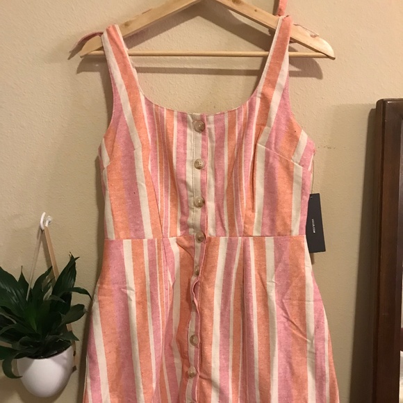 Brooklin Pink MultiStriped Button Front Mini Dress - Picture 1 of 4